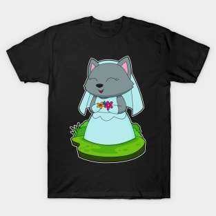 Cat Bride Flowers Wedding T-Shirt